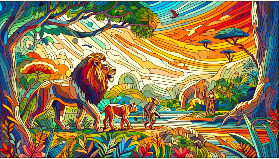 El corazón del león en la sabana africana